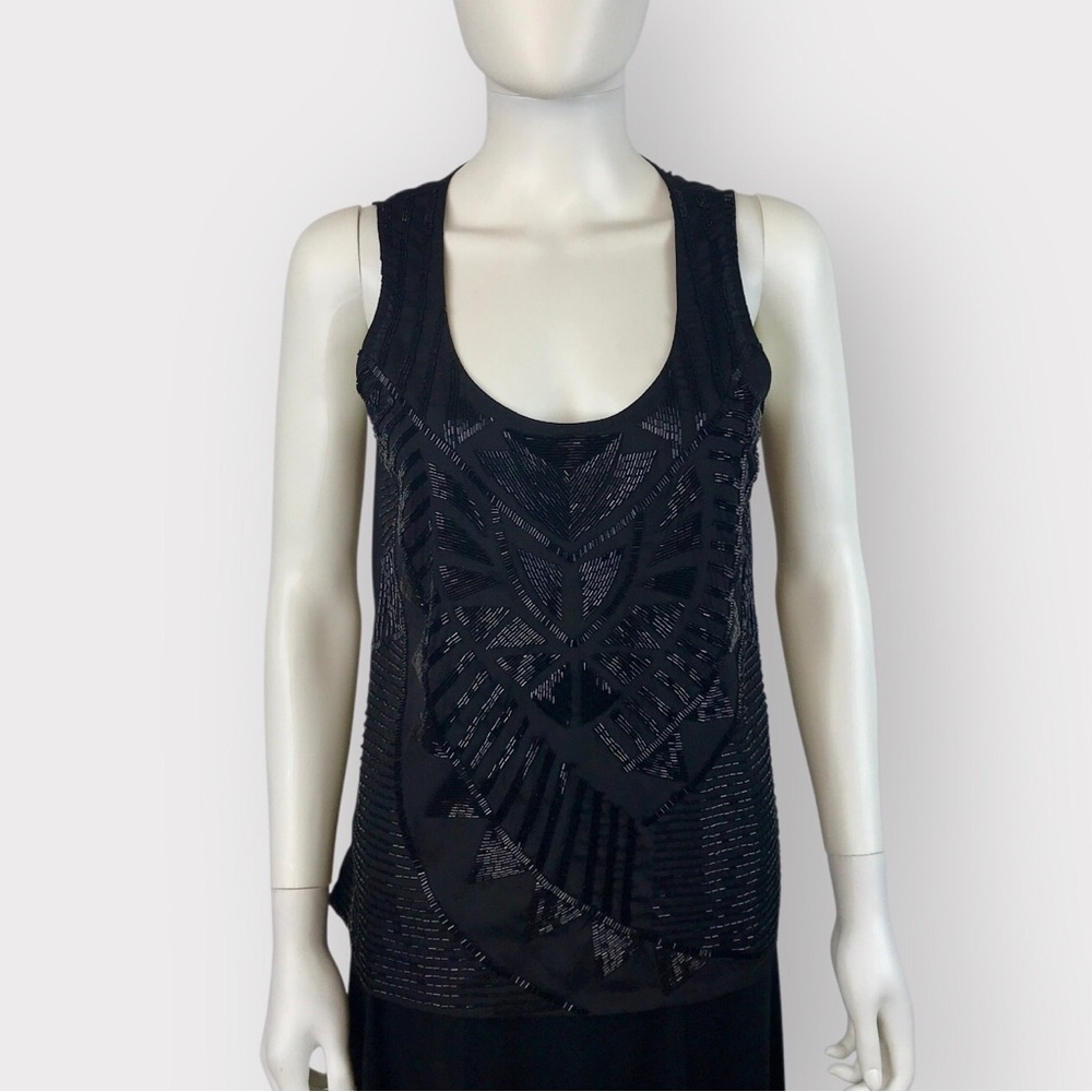 MLV Black Sleeveless Beaded Blouse for Holiday & Evening Wear
